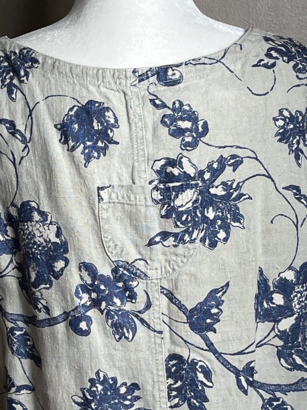 Vtg Garron Heavy Linen Dress Tank Jumper Column Floral Coastal Grandma Garden L - Picture 7 of 13